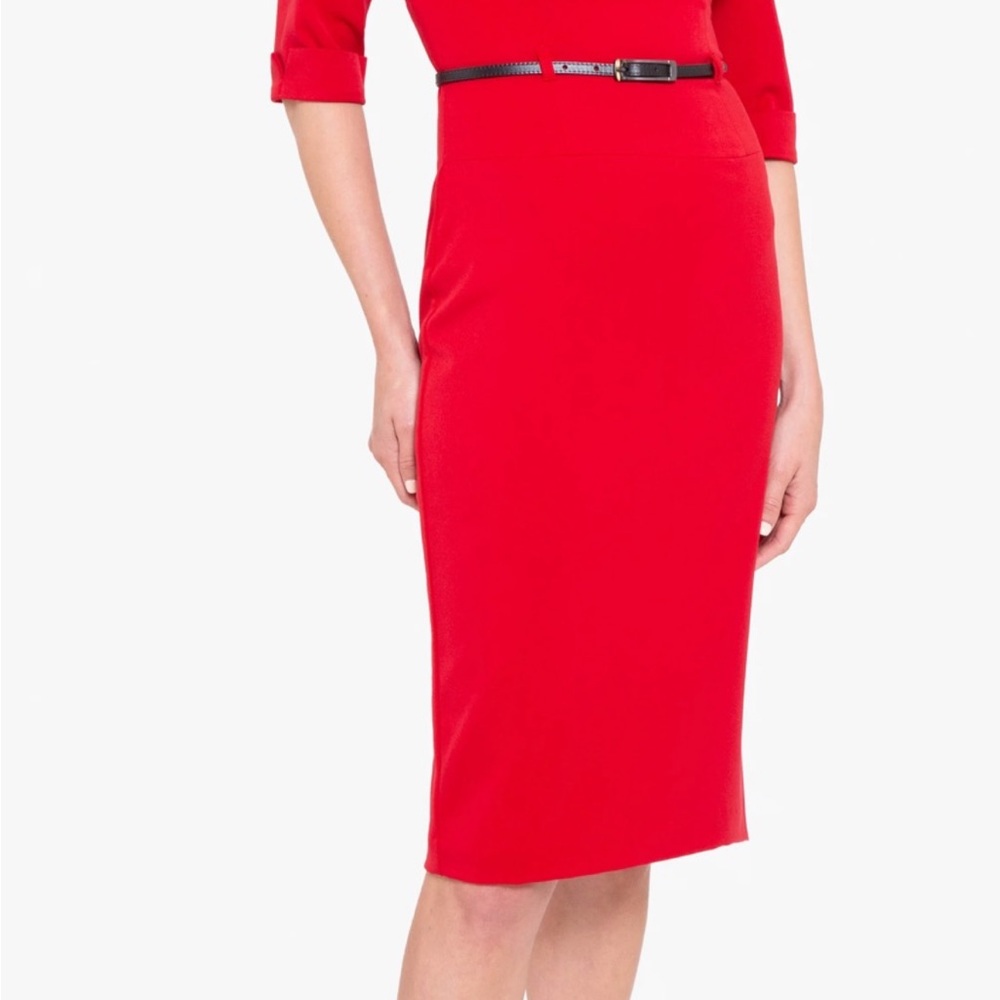 Black Halo Jackie O red Midi Dress classy designer Sz.6 - Picture 5 of 11